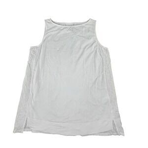 J JILL White Cotton Modal Embroidered Sleeveless Tank Top Beach Summer Small‎ ☀️